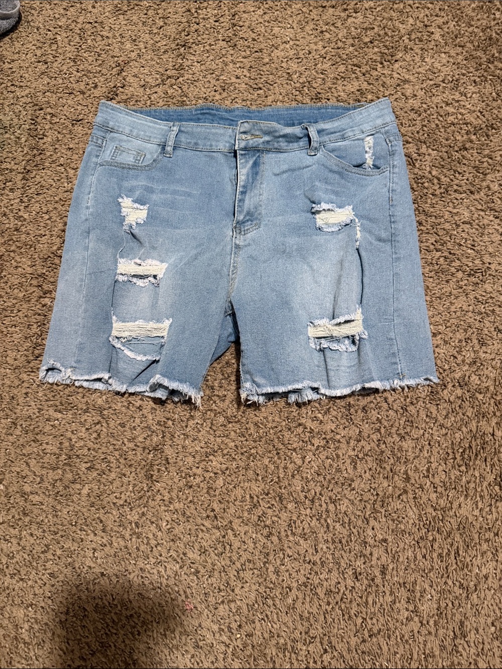 Light Blue Distressed Women's Denim Shorts
